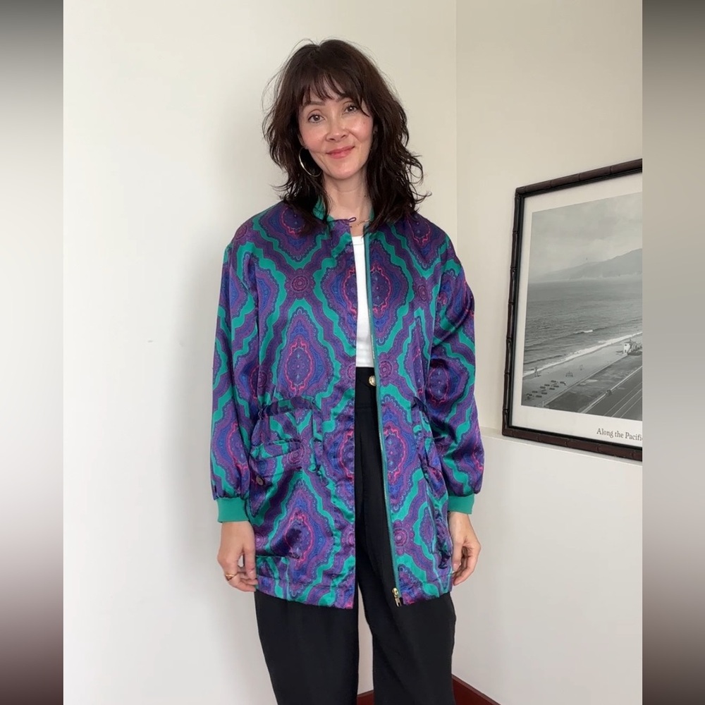 Vintage Ports Trademark Designs Green and Purple Paisley jacket